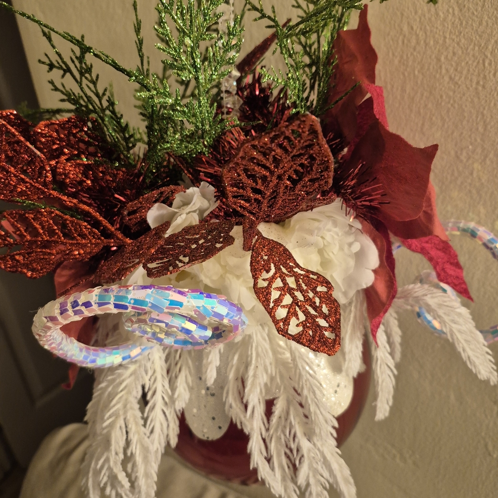 Festive Large Red and White Holiday Ornament